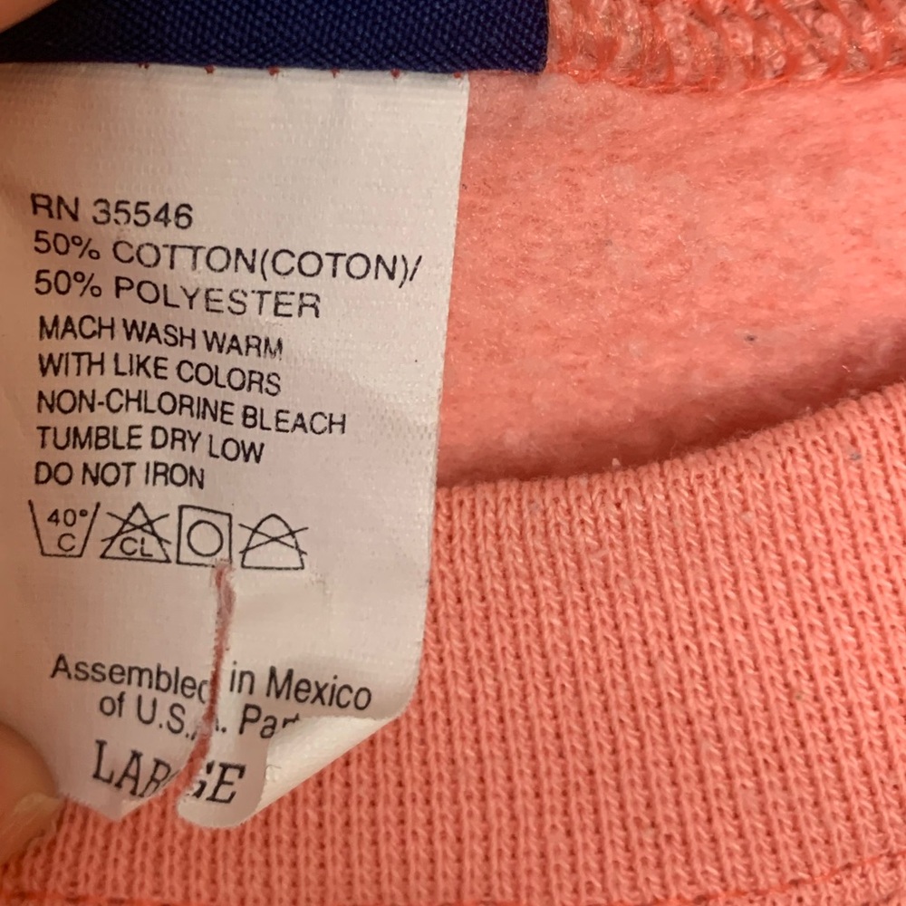 Vintage Nantucket Women’s Sweatshirt Large Peach/Pink Spellout Poly Cotton - Picture 7 of 7